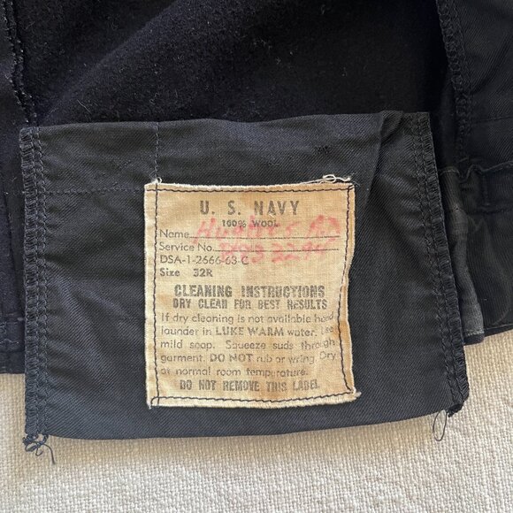 Vintage 60s Vietnam Era US Navy Uniform Wool Sailor Wide Leg Pants 30"W - Picture 7 of 7